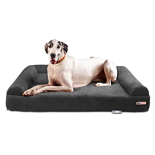 Big Barker 17,8 cm orthopädisches Hundebett Sofa Edition – Hundebetten für große Hunde aus orthopädischem Schaumstoff – Anthrazit, riesig – bequem, unterstützt Gelenke, hergestellt in den USA von Big Barker