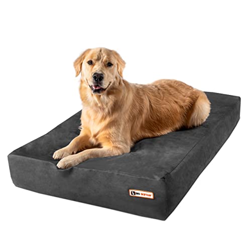 Big Barker Sleek Orthopädisches Hundebett – 17,8 cm großes Hundebett für große Hunde mit waschbarem Microsuede Bezug – schlankes, erhöhtes Hundebett, (schlank, groß, grau) von Big Barker