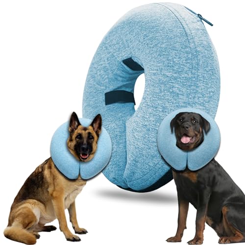 Big Hippo Aufblasbares Hundekegelhalsband – Hundehals, Donut-Kegelhalsband für Hunde nach Operationen, XL aufblasbares Halsband zur Erholung von Hunden (XL, Blau) von Big Hippo