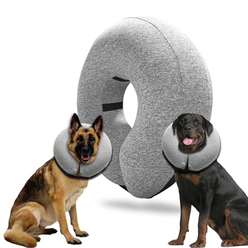 Big Hippo Aufblasbares Hundekegelhalsband – Hundehals, Donut-Kegelhalsband für Hunde nach Operationen, XL aufblasbares Halsband für Hunde (XL, Grau) von Big Hippo