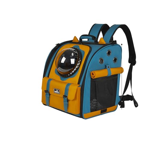 Tragbares Haustierträger mit großer Kapazität - Raumkapsel Design, atmungsaktive, doppelte Schulter -Reisetasche für Katzen und Hunde,1.0 Blue von Bigcan