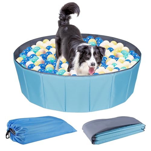 Hunde-Bällebad – 119,9 cm großes, faltbares, tragbares Bällebad für Katzen und Hunde, interaktives Hundespielzeug mit einer Kapazität von über 600 Bällen für drinnen und draußen, übergroß (Blau) von Bigmeta