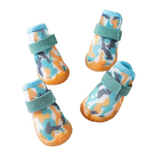 Road Dog Shoes Dog Booties 4pcs Dog Shoes Fastener Tape Adjustable Anti slip Pet Paw Protectors Breathable Comfortable Dog Pet Supplies Camouflage 2XL von Bigougem