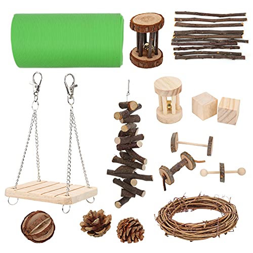 Hamsterspielzeug Kleintierspielzeug Hamsterzubehör Schaukelglocke Roller Little Wheel Pine Cone Hantel für Meerschweinchen Kaninchen von Biitfuu