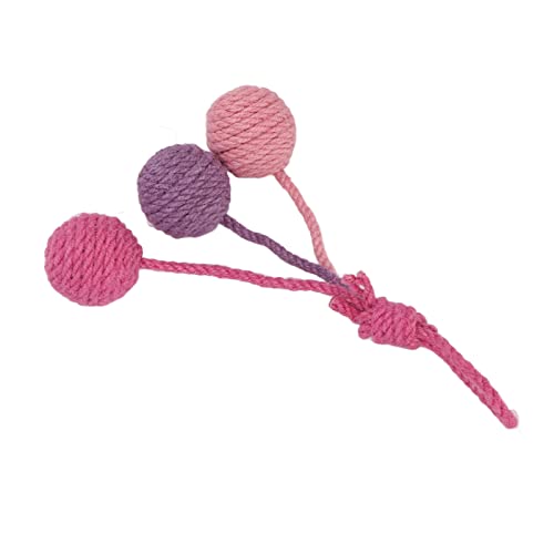 Biitfuu Katzenball-Spielzeug, Aufhängbare Dekoration, Interaktiver Sisal-Katzenball, Bunte Lanyard für den Innenbereich für Haustiere (Rosa Rose Lila) von Biitfuu