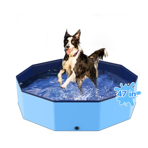 Bilibara Faltbarer Hundepool, 129 cm, Kinderpool, Kunststoff, rutschfester Kinderpool, robuster Hundepool für große Hunde, übergroße Haustier-Badewanne, Innen- und Außenbereich, für Kinder und von Bilibara