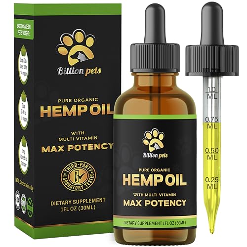 Billion Pets - Hemp Oil for Dogs Cats - Made In USA - Max Potency - Calming Drops for Dogs - Omega 3, 6, 9 von Billion Pets