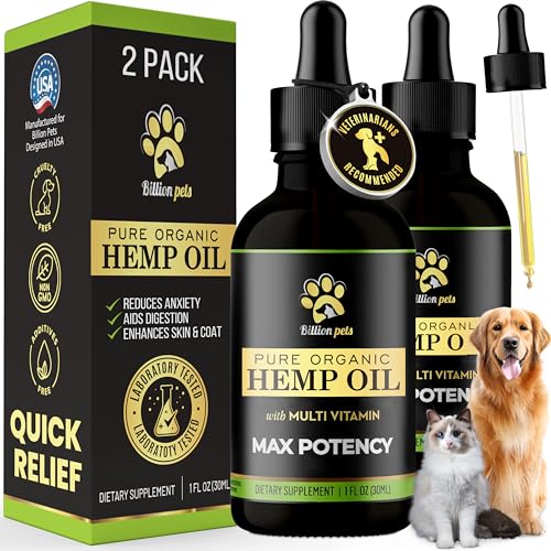 Billion Pets - Hemp Oil for Dogs and Cats - Hemp Oil Drops with Omega Fatty Acids - Hip and Joint Support and Skin Health - Anxiety and Stress - Pain von Billion Pets