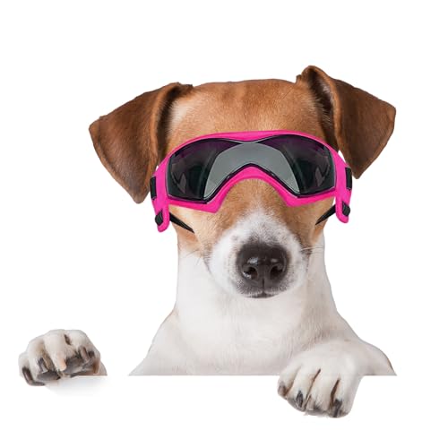 BillionChains Hundebrille mit verstellbarem Riemen, Hundesonnenbrille, UV-Schutz, Winddicht, Hundebrille für Hunde, Pink von BillionChains