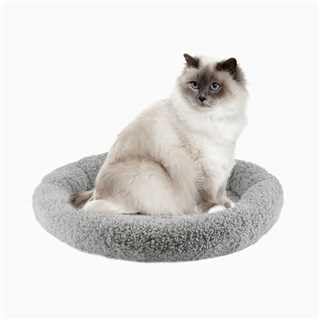 Billionchains Rundes Katzenbett, waschbar, Katzen-Donut-Bett mit rutschfester Unterseite, bequemes, weiches Haustierbett für Hauskatzen/Grau (Durchmesser: 40 cm) von BillionChains