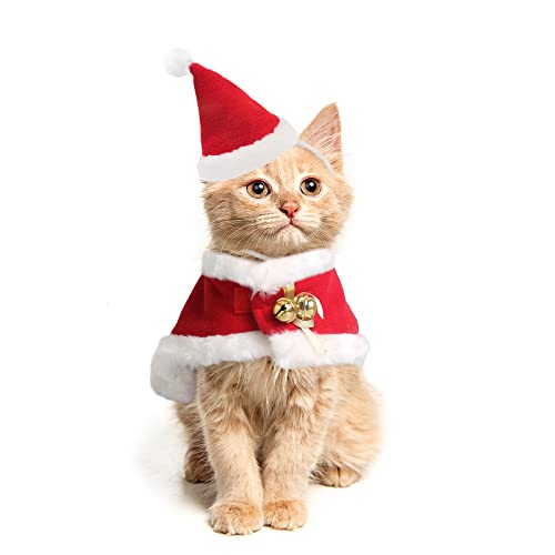 Billionchains 2 Stücke Haustier Weihnachten Kleidung Anzug, verstellbare Katze Xmas Outfit Zubehör, Hund und Katze Kleidung für Weihnachten - Rot von Billionchains