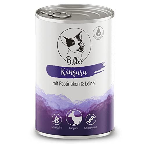 Hundefutter Nass Getreidefrei & Hypoallergen Nassfutter Hund Sensitiv - Hundenassfutter auch für empfindliche Hunde, alle Rassen - Wet Dog Food Grain-Free Adult Kangaroo | Billos Känguru 1er-Pack 400g von Billo's