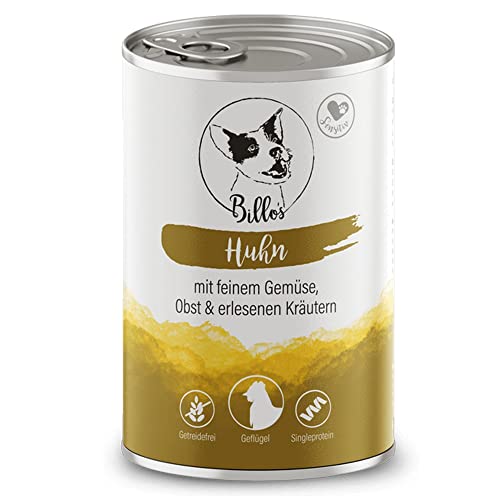 Hundefutter Nass Schonkost Getreidefrei & Natürlich Nassfutter Hund Sensitiv - Hundenassfutter empfindliche Hunde, alle Rassen - Wet Dog Food Grain-Free Adult Chicken | Billos Huhn 1er-Pack 400g von Billo's