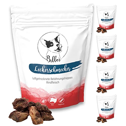 Leckerschmecker Rindfleisch Getrocknet Hunde-Leckerlis Trockenfleisch Pur - Dörrfleisch für Hunde - Hundeleckerli Getreidefrei Hundesnacks - Dog Treats | Billos Rind Fleisch 5er-Pack (5X 70g = 350g) von Billo's