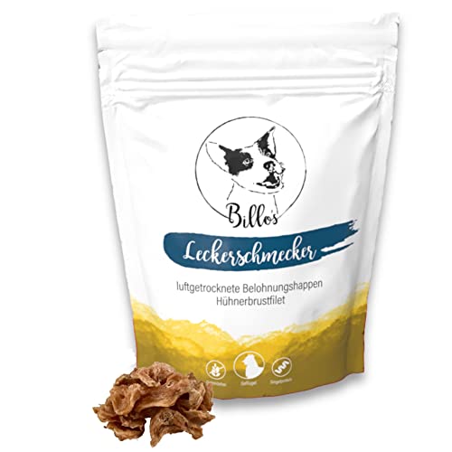 Leckerschmecker Hühnerbrustfilet Hunde-Leckerlis Trockenfleisch Pur - Dörrfleisch für Hunde Getrocknetes Fleisch - Hundesnacks Getreidefrei Hundeleckerli - Dog Treats | Billos Huhn Brustfilet 70g von Billo's