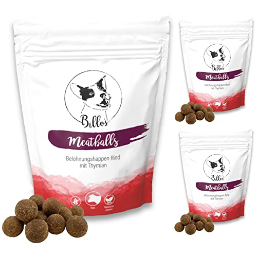 Meatballs Rind Thymian Hundeleckerli Getreidefrei Weich Natürlich - Hundesnack Leckereien Trainingsleckerli Große Hunde Leckerlies - Dog Treats | Billos 19mm 3er-Pack (3X 150g = 450g) von Billo's