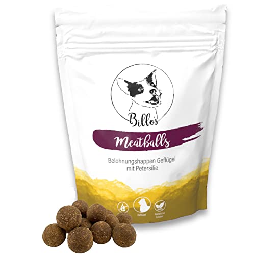 Meatballs Geflügel Petersilie Hundeleckerli Getreidefrei Weich Natürlich - Hundesnack Leckereien für Hunde Training & Belohnung Große Hunde Leckerlis - Soft Dog Treats Snacks | Billos 19mm 150g von Billo's