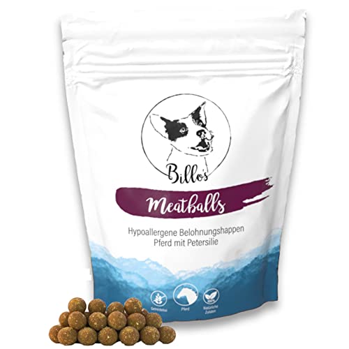 Meatballs Pferd Petersilie Hundeleckerli Getreidefrei & Hypoallergen Sensitiv Weich - Kleine Hunde & Welpen Leckerlis Hundesnack Trainingsleckerli - Soft Dog Treats Snack | Billos Mini 10mm 150g von Billo's