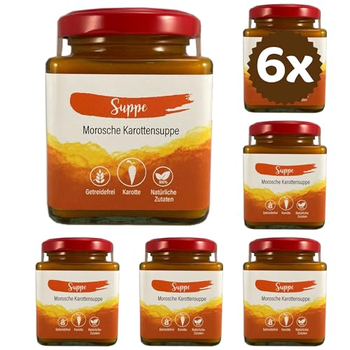 Morosche Karottensuppe Hund & Katze - Magen Darm Verdauung - Darmflora Aufbau Durchfallmittel für Hunde Smoothie Karotten Hundeapotheke Schonkost Morosche Möhrensuppe | Billos 1140ml (=6X 190ml) von Billo's