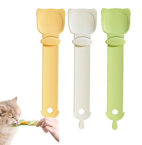 2 Stück Katzenstreifen QuetschlöffelFeeder Strip Cat Strip Happy Spoon Haustier Futterspender Katzen Food Spoon Flexibler Haustierlöffel multifunktionaler Katzen Snack Löffel für Haustiere (3 stk) von Bimhayuu