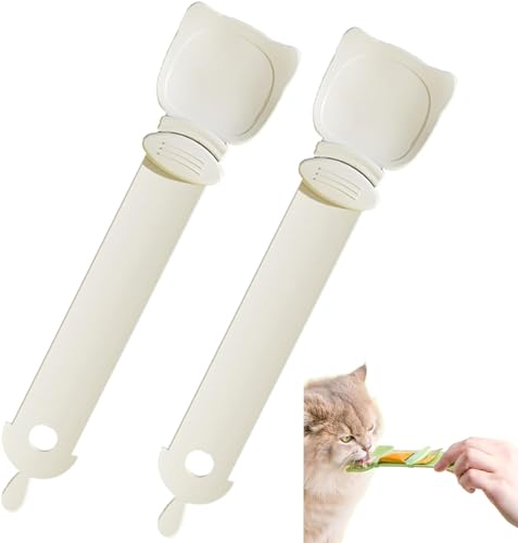 2 Stück Katzenstreifen QuetschlöffelFeeder Strip Cat Strip Happy Spoon Haustier Futterspender Katzen Food Spoon Flexibler Haustierlöffel multifunktionaler Katzen Snack Löffel für Haustiere (Weiß) von Bimhayuu