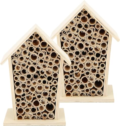 Bienenhotel Insektenhotel Wildbienen Natur/Nistkasten Insektenhaus aus Holz für Käfer, Wildbienen, Florfliegen Bienen, Schmetterlinge, Käfer & andere Tiere (2 PCS) von Bimhayuu