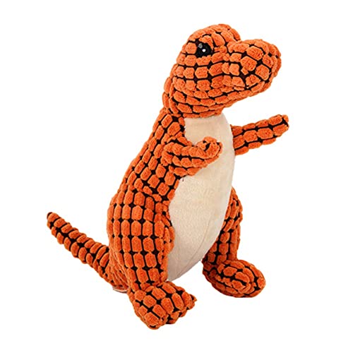 Bimhayuu Dino Spielzeug 25CM Hund Hund Kauspielzeug mit Dino Design Kuscheltier Hund Quietschende Hundespielzeuge Kuscheltier Hund Gefüllte Hundespielzeug für Mittlere Kleine Hunde (Orange) von Bimhayuu