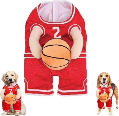 Bimhayuu Hunde-Basketballkostüm mit Ball, Basketballspieler-Kostüm, Basketballkostüm, Hunde-Basketballkostüm, Halloween-Kostüm, Basketball-Hundekostüm mit Ball, Gelb, Größe L von Bimhayuu