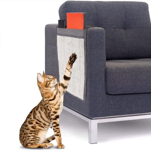 Bimhayuu Katzen Kratzmatte Couch Katzenkratzmatte mit 2 Fächern Katzen Kratzmatte Sessel Katzen kratzmöbel Kratzschutz Sofa Sisal Kratzteppich 29 x 110cm für Katze (1 STK) von Bimhayuu