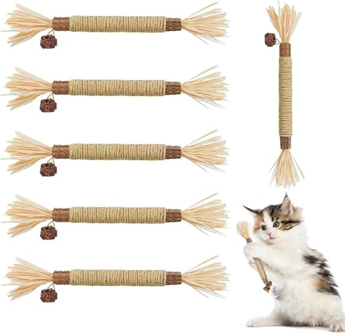 Bimhayuu Katzenkauspielzeug, Haustier-Kaustab, Haustier-Katzen-Backenstab aus Holz, Gras Katzenspielzeug, Katzenzahnreinigungsstab, Haustierbedarf, Spielzeug für Katzen Zahnreinigung (6 Stück) von Bimhayuu