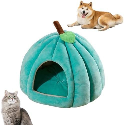 Bimhayuu Kürbis-Katzenbett, Katzenbetten für Indoor-Katzen, Niedliche Kürbisform Katzenhöhlenbett Katzenzelt mit Abnehmbarem Kissen, Warmes Höhlennest Schlafbett Welpenhaus für Katzen Kleine Hunde von Bimhayuu