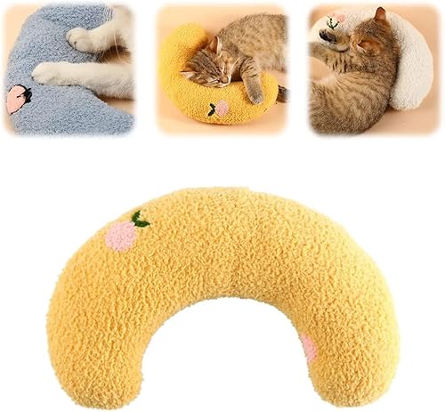 Bimhayuu Lovely Cat Cozy Pillow Little Pillow for Indoor Cats, Ultra Soft Fluffy Pet Calming Toy Little Cat Neck Pillow U-Shaped Pillow for Pet Cervical Protection (Yellow) von Bimhayuu