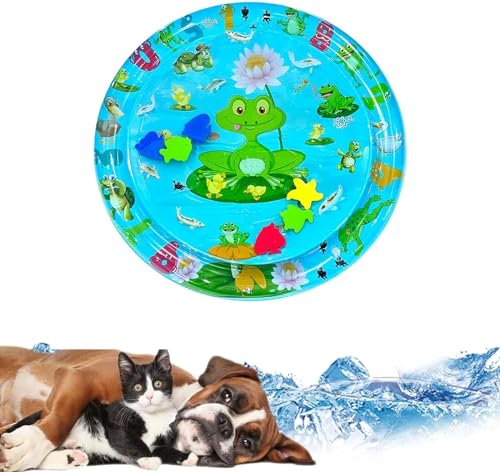 Bimhayuu Wassersensorische Spielmatte für Katzen, Kühlmatte für Hunde, Wasserspielmatte Katze für den Sommer, Sensor-Wasser-Spielmatte, Wassersensorische Spielmatte mit Fisch für Haustierspiel, fühlen von Bimhayuu