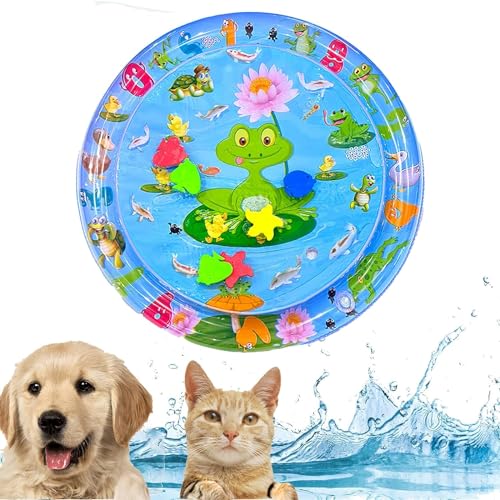 Bimhayuu Wassersensorische Spielmatte für Katzen, Kühlmatte für Hunde, Wasserspielmatte Katze für den Sommer, Sensor-Wasser-Spielmatte, Wassersensorische Spielmatte mit Fisch für Haustierspiel, fühlen von Bimhayuu