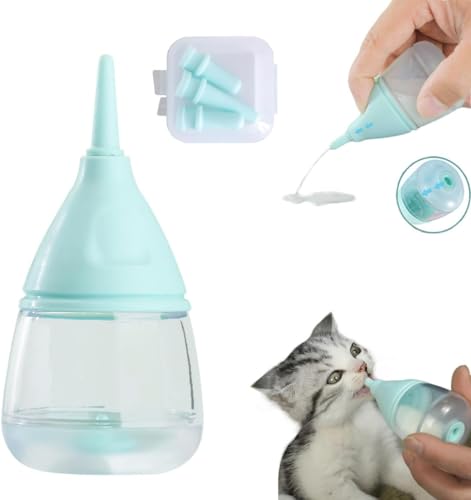 Kätzchen-Flaschen zum Stillen, für Katzen und Hunde, Welpenflaschen zum Stillen von Welpenmilch, Anti-Erstickungs-Design, mit 3 austauschbaren und wiederverwendbaren Silikon-Nippeln zum Füttern von von Bimhayuu