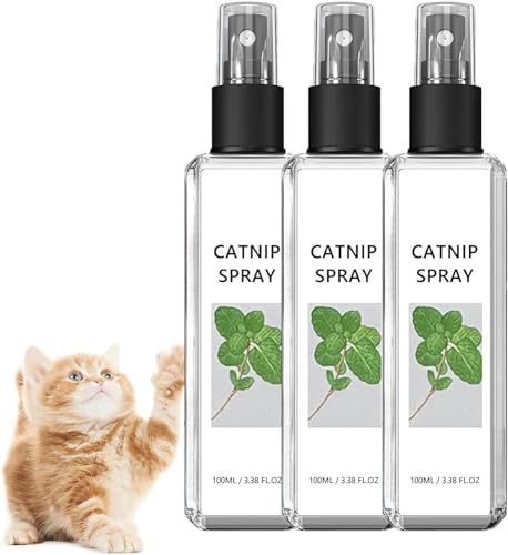 Katzenminze Spray für Kratzbaum Catnip Spray 100% Natürlich Haustiere Katzenminze Spray Katzenkratzspray-Nebel Transparentes Verhaltensspray für Katzen und Kätzchen Kratzspray für Katzen 100ml (3 PCS) von Bimhayuu