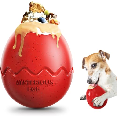 Klassisches Hundespielzeug, langlebig, langsamer Spender, interaktives Spielzeug für große Welpen, Zahnbürste, Jagd, Apportieren, Kauen, interaktiver Snackball, Hund verbessert die Verdauung (rot) von Bimhayuu