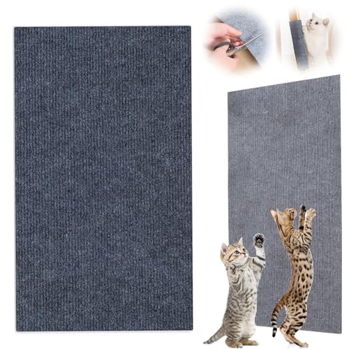 Kratzmatte für Kletterkatzen – DIY Kletter-Katzenkratzmatte, Katzenkratz-Möbelschutz, zuschneidbar, selbstklebende Teppichmatte, Ersatz für Kratzbaum-Regale, Dunkelgrau, 39,5 x 100 cm von Bimhayuu