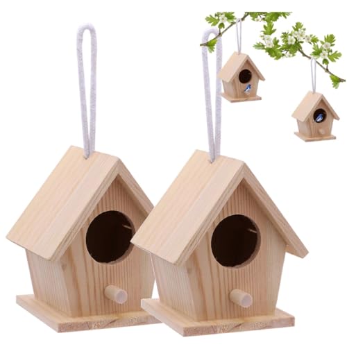 Mini-Vogelhaus aus Holz zum Aufhängen, Vogelnisten, für den Außenbereich, niedliche dekorative Anhänger, bieten ein Zuhause für Vögel, Geschenk für Ihre Kinder (2 Stück) von Bimhayuu