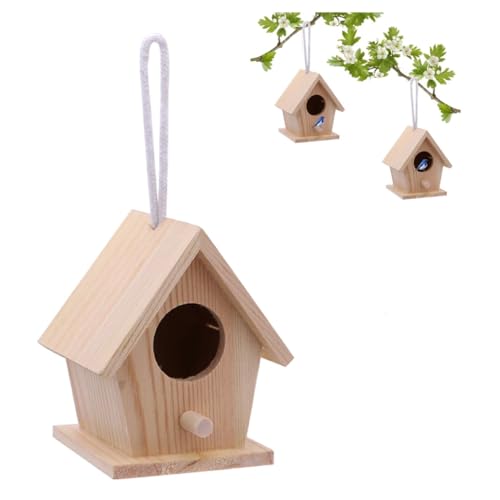 Mini-Vogelhaus aus Holz zum Aufhängen, für den Außenbereich, niedlicher dekorativer Anhänger, bietet ein Zuhause für Vögel, Geschenk für Ihre Kinder (1 Stück) von Bimhayuu