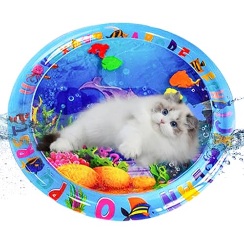 Sensorische Wasserspielmatte für Katzen - Tragbare Katzenspielmatte - verdickte Wassersensor Spielmatte für Katzen, Wassersensor Matte, Wasser sensorisches Pad Wasserspiel für heiße Sommertage (A) von Bimhayuu