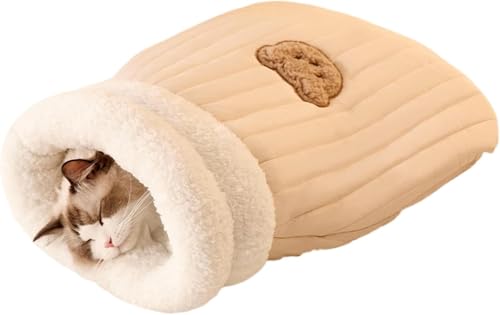 Warmer Haustierschlafsack, waschbares Katzenbett, multifunktionales Haustierbett, Katzenbett mit Kapuze, isolierte Katzenhöhle, leichtes Haustierbett, Haustierhöhle für Katzen und kleine Hunde von Bimhayuu