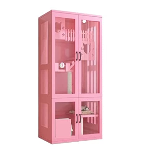 Katzenhütte Cat Villa Home Cat Cabinet Indoor übergroß Katzenvilla (Size : Pink 180) von BinOxy