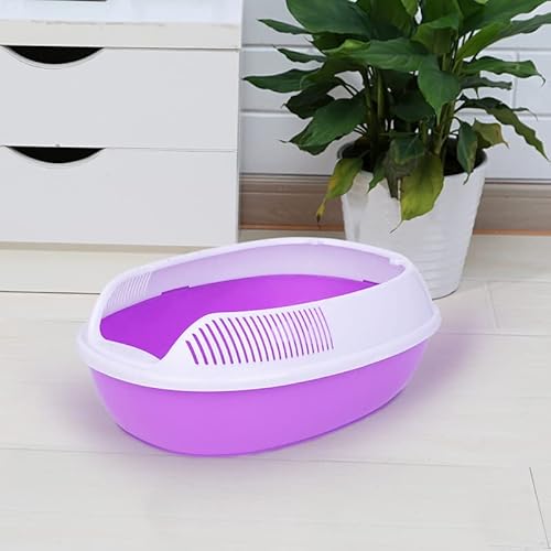 Katzenklo Halbgeschlossene Katze Toilette Sandbecken Desodorierende Katze Poop Basin Cat Supplies Super Extra Große Katze Wurf Box Katzentoilette (Color : Purple, Size : S-37x27x12.5cm) von BinOxy