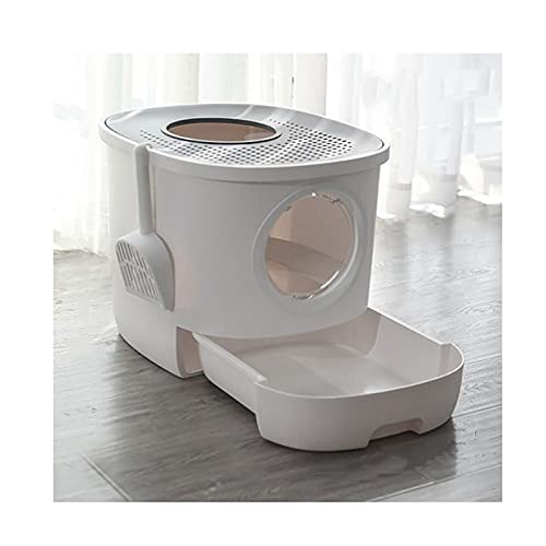 Katzenklo Halbgeschlossene Schubladenart Katze Wurf Box Doppel-Eingang Desodorieren von Katzen-Toiletten Große Größe mit Löffel PET Toilette Katzentoilette (Color : B) von BinOxy