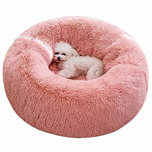 BinetGo Hundebett Katzenbett Katzenkissen mit Kissen aus Kunstfell selbstwärmendem Kissen für Gelenkentlastung und besseren Schlaf – maschinenwaschbar, Wasserdichte Unterseite, one, Pink-Large von BinetGo