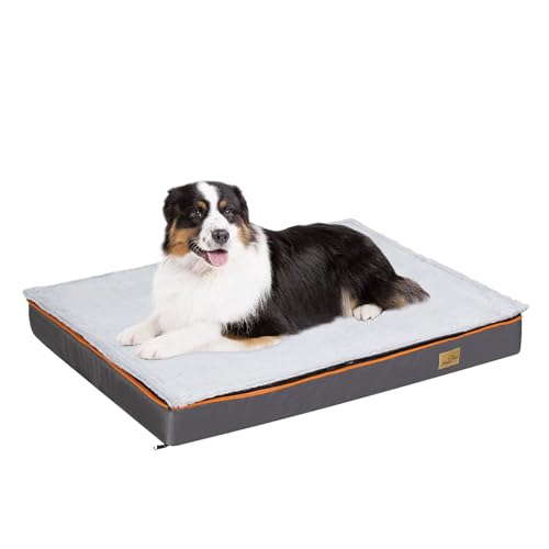 BingoPaw Hundebett grau Grosse Hunde, orthopädisches Hundebett 110x85x10cm Hundekissen flauschig Hundematte waschbar Gelenkschonend Hundematratze für große Hunde von BingoPaw