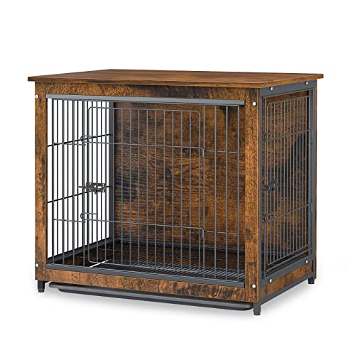 BingoPaw Hundehütte Hundehaus mit Tischoberfläche und 2 Türen, Hundebox für innen, Hundekäfig für Zuhause für kleine Hunde Katen Hasen Tierkäfig, M 63x51x59cm von BingoPaw