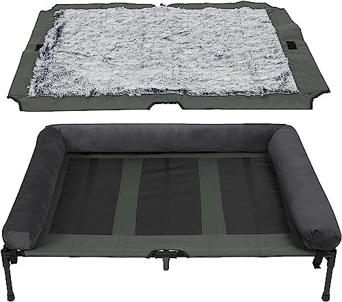 BingoPaw Hundeliege Outdoor Grosse Hunde: Erhöhtes Hundebett Haustierbett Sonnenliege für draussen Camping Garten XXL 130x90x18 cm von BingoPaw