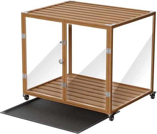 BingoPaw Luxus Transparent Hundekäfig Indoor: Hundebox aus gehärtetes Glas und stabil Aluminiumrahmen, DIY Hundehaus für kleine Hunde mit 2 Türen, abnehmbar Tablett M 76x58.5x66.5 cm von BingoPaw